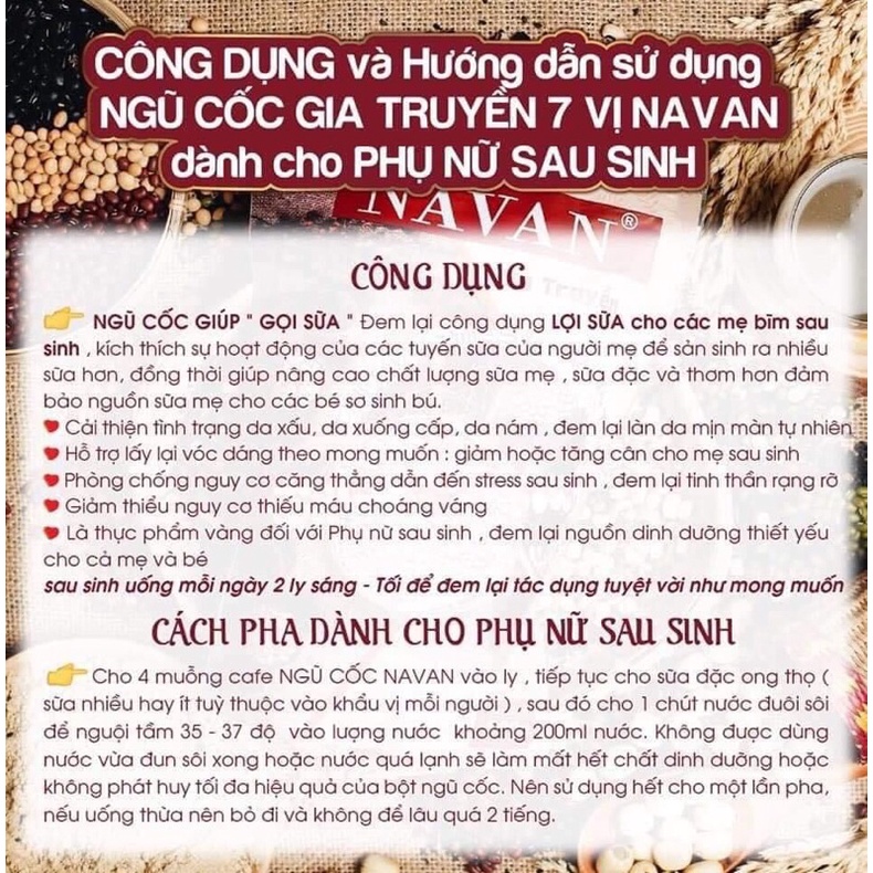 [Cam kết chính hãng] Bột Ngũ Cốc Navan Túi 800gram