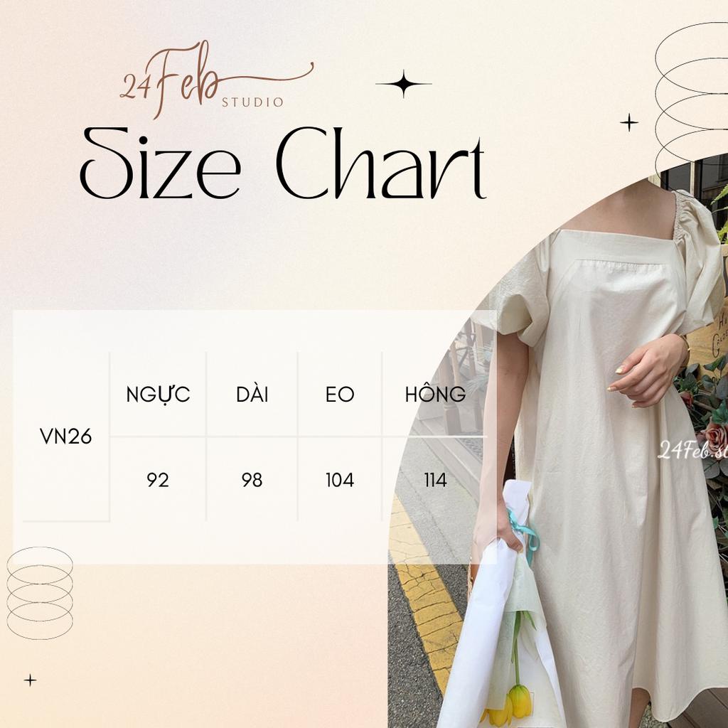 Váy xuông tay bồng chất thô mềm phong cách Vintage Hàn Quốc