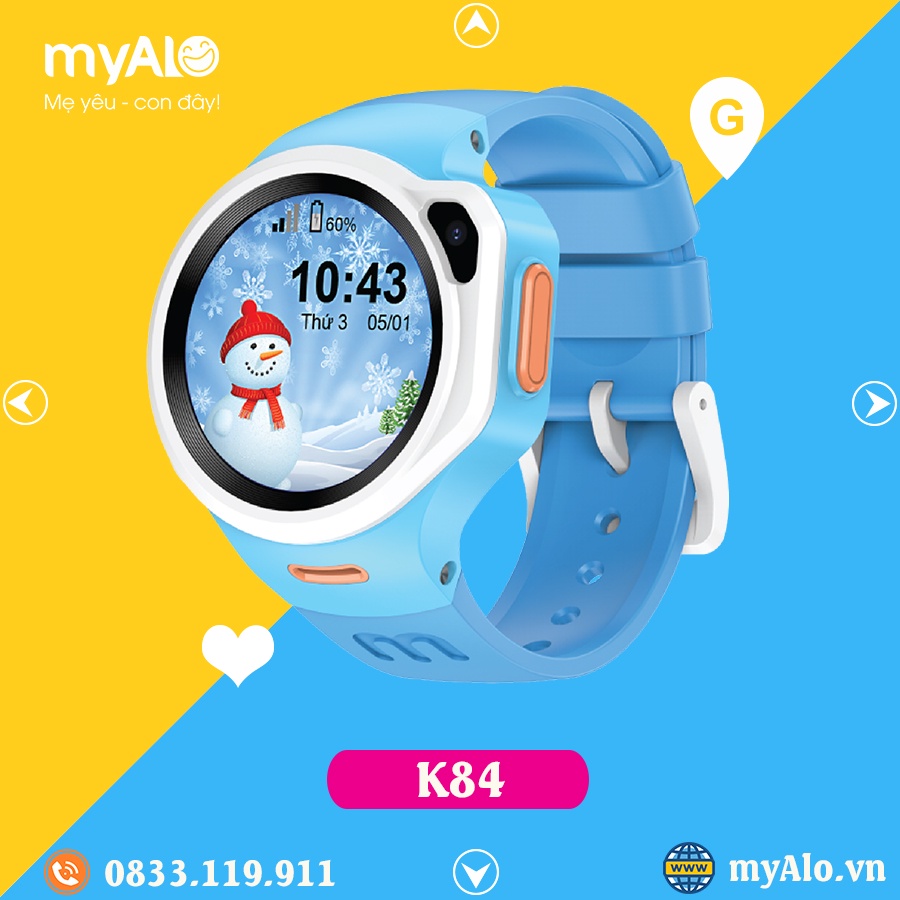 Đồng Hồ Định Vị Thông Minh Trẻ Em myAlo K84 Màu Xanh