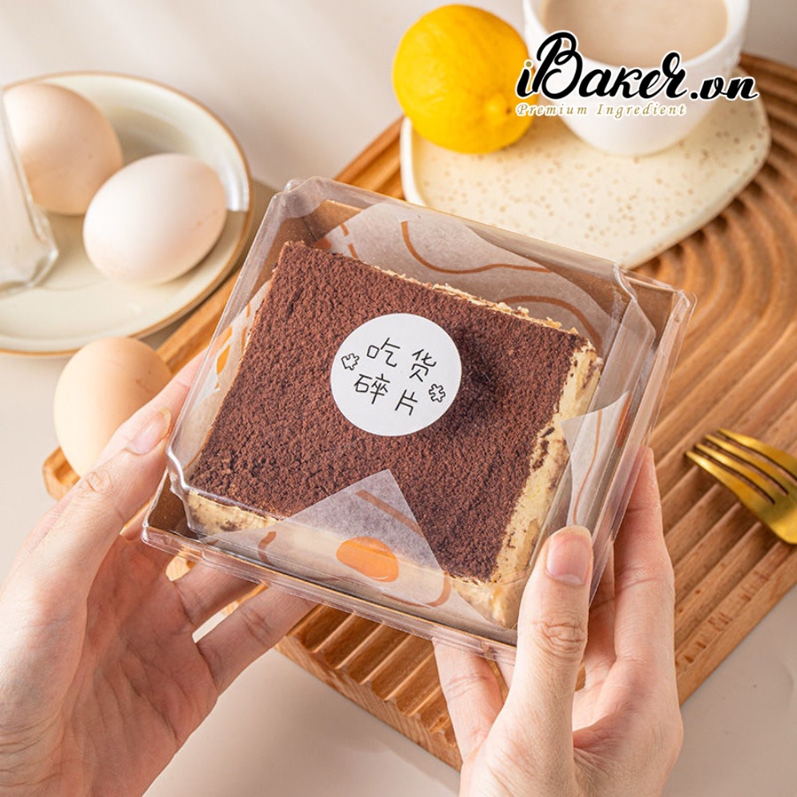 Hộp giấy kraft vuông E1413 - Hộp giấy nắp trong đựng bánh tiramisu/ bánh bông lan/ bánh su kem