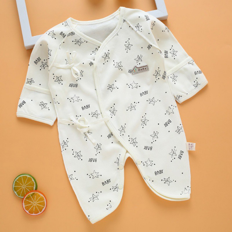 Bộ áo liền quần dài tay vải cotton thoáng mát và đáng yêu cho bé