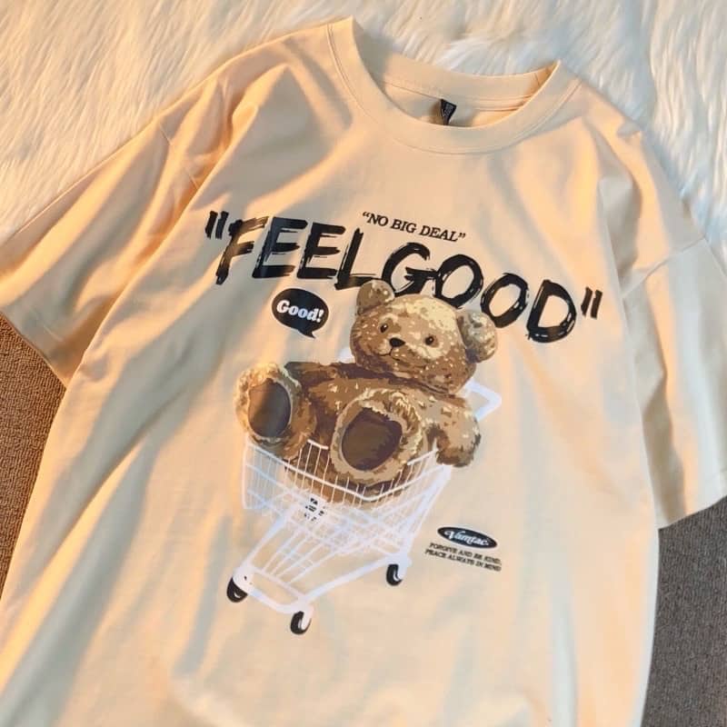 Áo Thun Tay Lỡ FEEL GOOD màu ĐEN/TAN 🧸/Nam nữ unisex/ ❤️ Jaystoree2