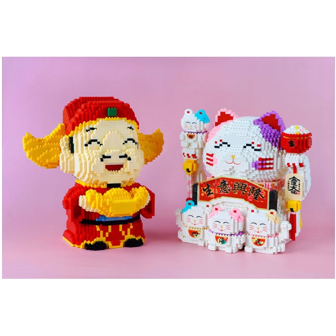 Bộ Đồ Chơi Lắp Ráp Lego Hình Chú Mèo May Mắn, Chú mèo thần tài Cho Bé