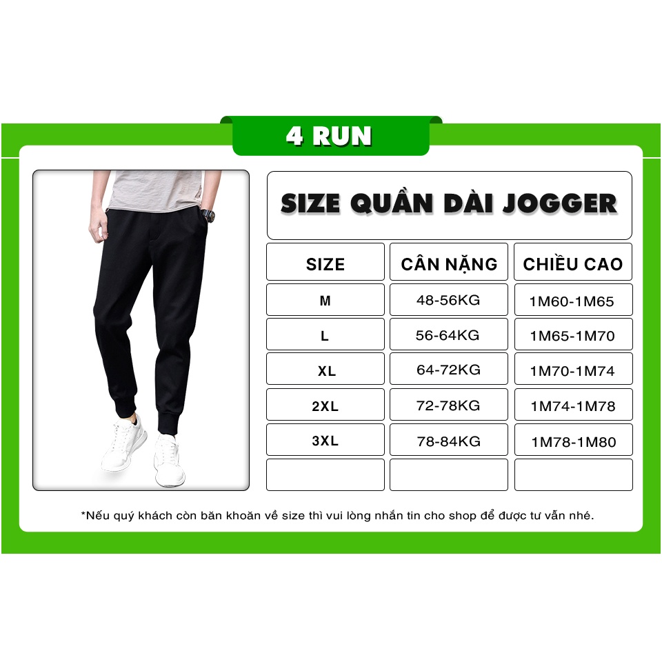 Quần thể thao nam 4RUN mã TT57-Q dáng quần Jogger nam nỉ bó ống Hàn Quốc chất vải co dãn mềm mịn