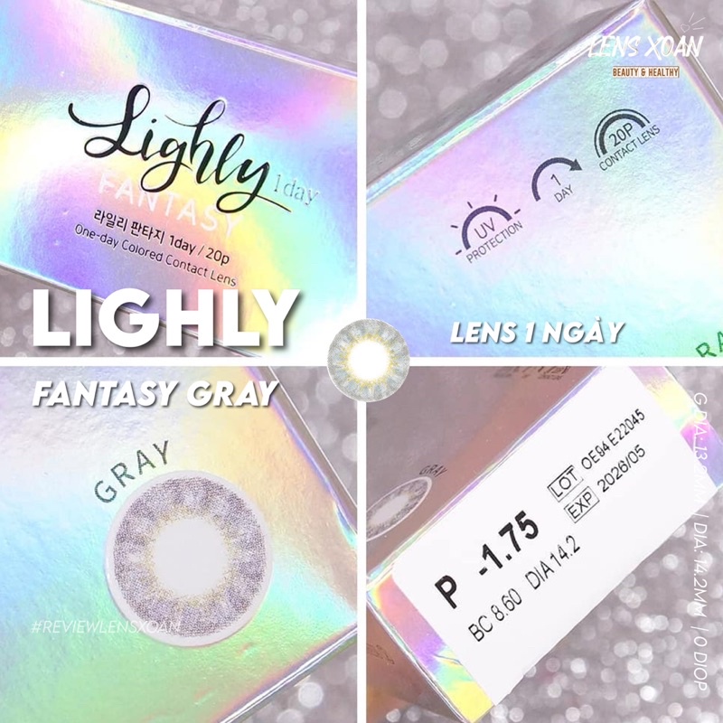 LENS 1 NGÀY LIGHLY FANTASY GRAY- LENS TOWN ( LENS XOẮN)