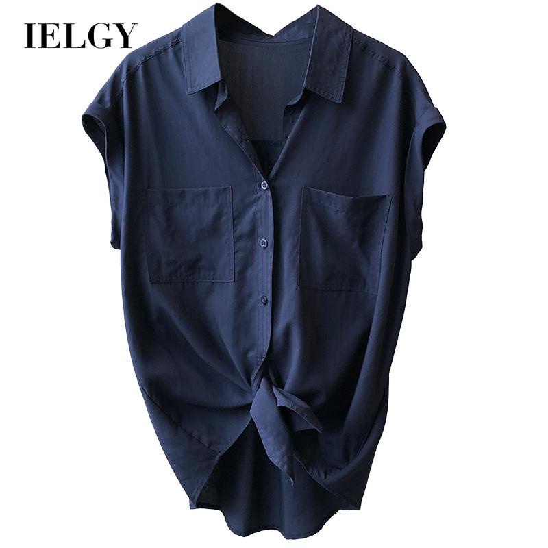 Áo kiểu IELGY tay ngắn thiết kế thời thượng phong cách Pháp nhẹ nhàng thời trang mùa hè dành cho nữ