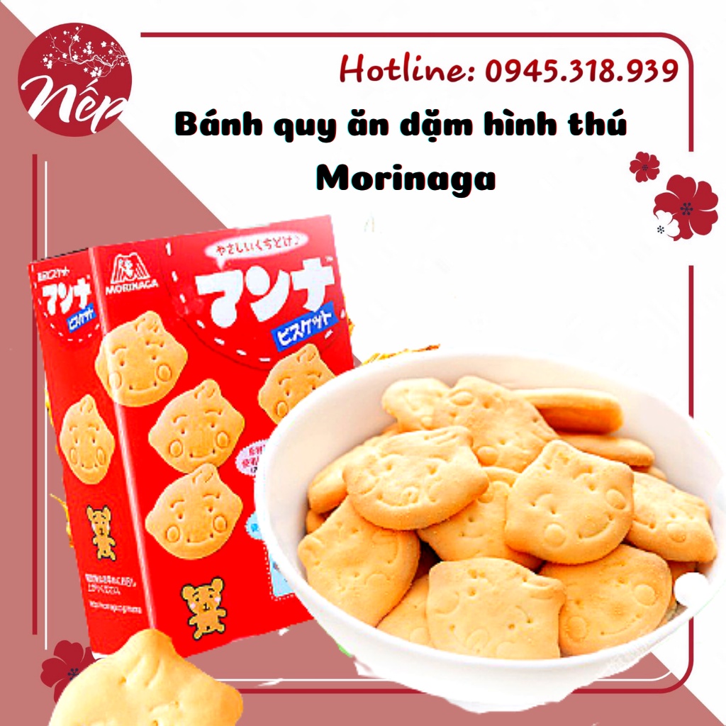 DATE T10.2022 Bánh quy ăn dặm hình thú Morinaga cho bé 9m