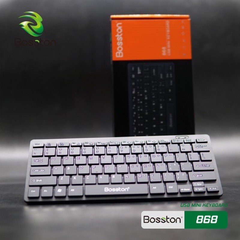 Bàn phím mini có dây Bosston 868 (Đen) Thiết kế giảm tiếng ồn / Keyboard Bosston 868 Mini