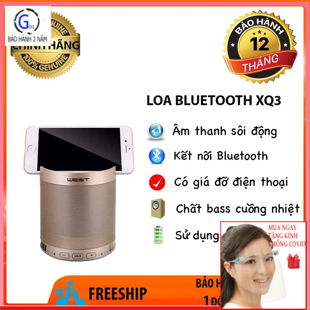 Loa bluetooth mini XQ3  FREE SHIP  Loa blutooth mini nghe nhạc siêu bass nhỏ gọn có giá đỡ điện thoại XQ3 hoạt động 9h