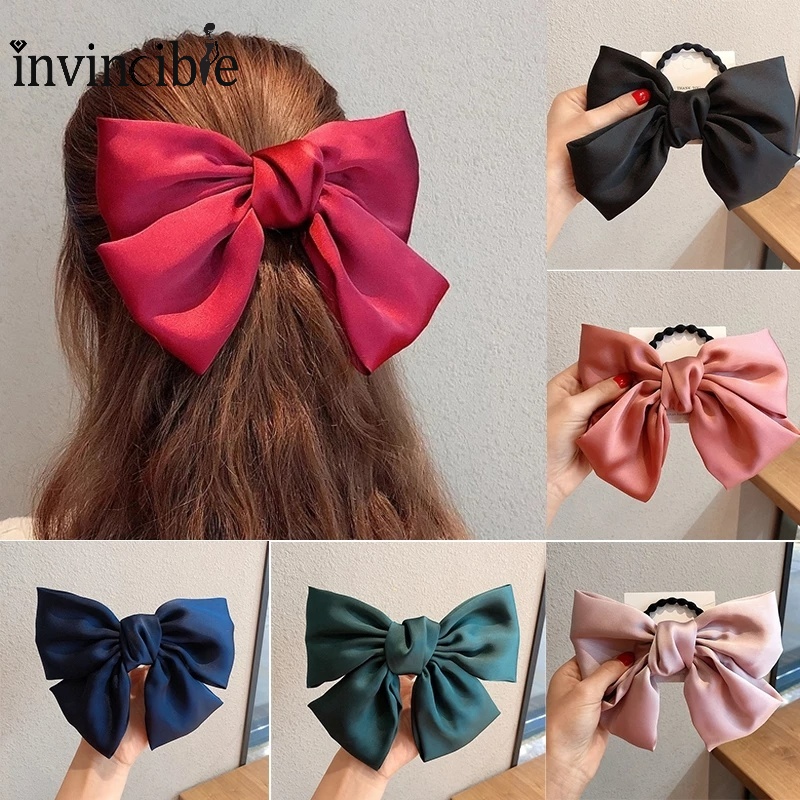 Dây Buộc Tóc Thắt Nơ Ruy Băng Lụa Co Giãn Màu Sắc Ngọt Ngào Thanh Lịch Cho Nữ