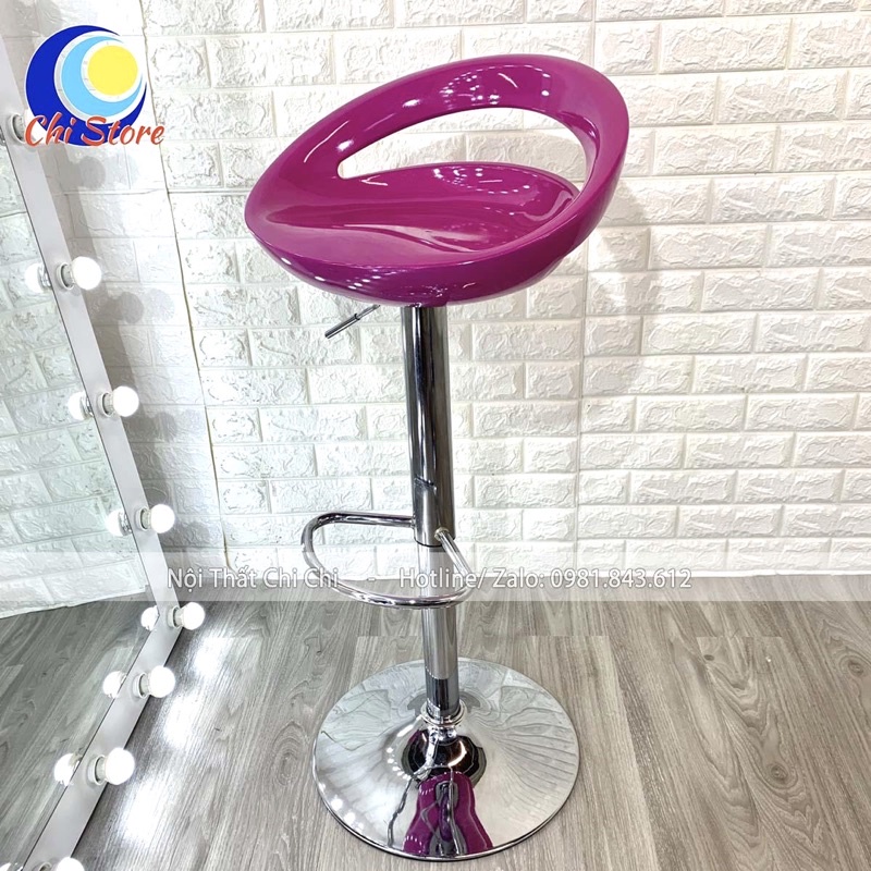 Ghế Quầy Bar, Ghế Chụp Hình, Livestream Xoay 360 Độ Và Chỉnh Độ Cao 60/80cm Mẫu Nhựa Khoét Lỗ