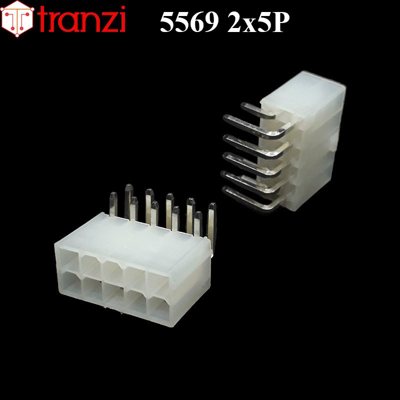 Giắc cắm header 4.2mm 5569 2x5P chân cắm cong trắng - túi 10 cái