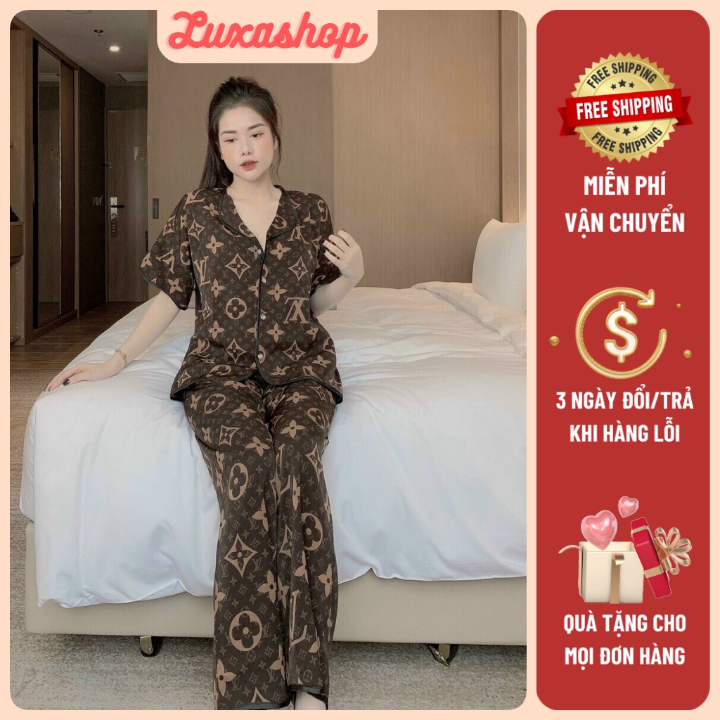 Đồ Ngủ Nữ, Set Đồ Bộ Pijama Tay Ngắn Lụa Latin Cao Cấp Hàng Chuẩn Mẫu Mã Đẹp Freesize 45<60kg TN12- Luxa shop