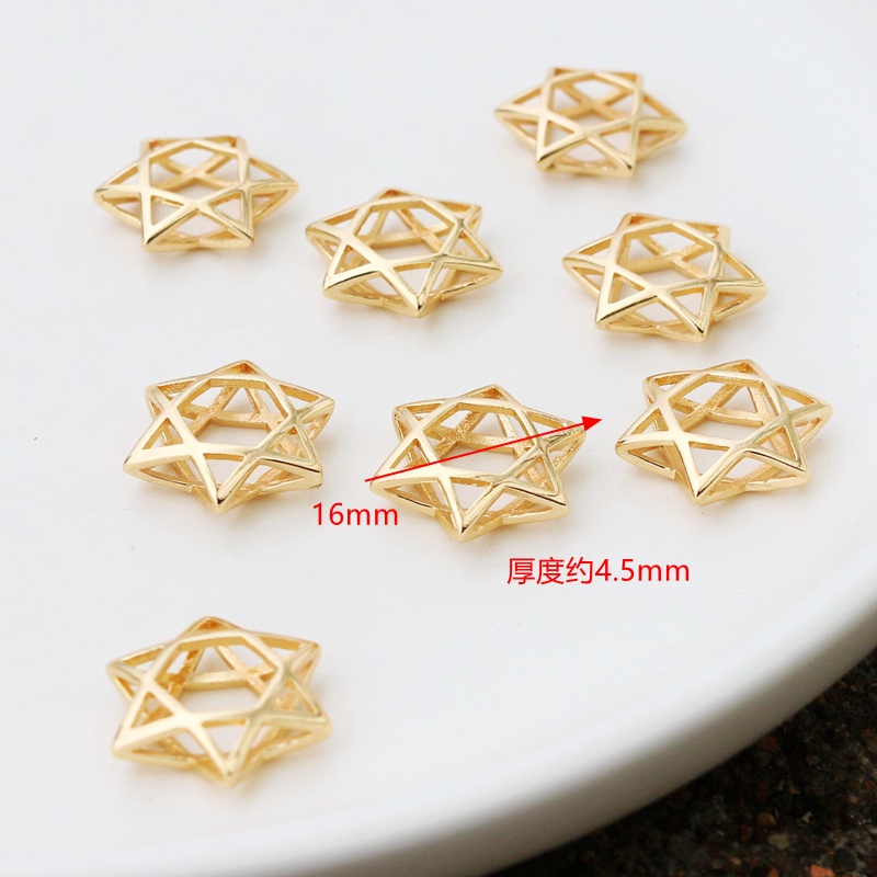 Mặt Dây Chuyền Hình Ngôi Sao Sáu Cánh Bằng Đồng 14k 16mm diy