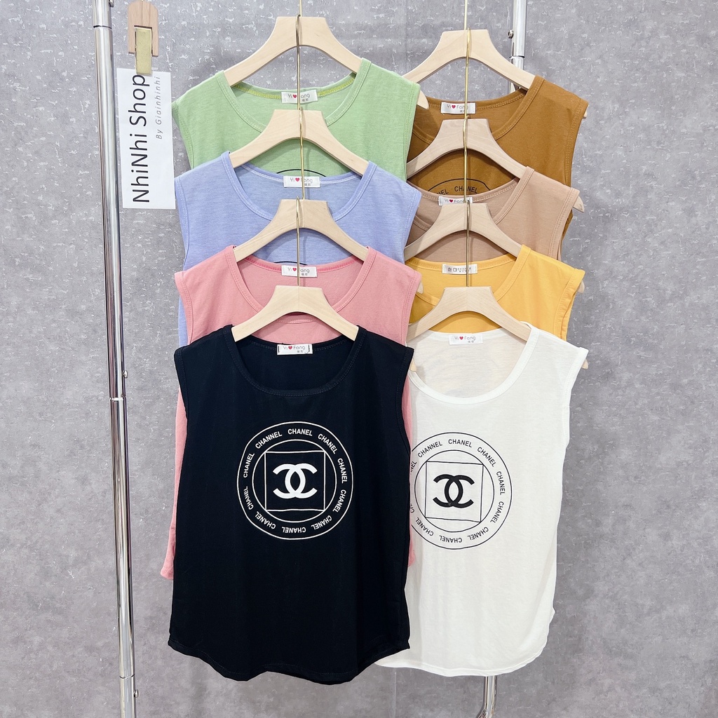 Áo thun giấy sát nách dáng vừa mặc mát, Áo kiểu thun mỏng in chữ AT043 - NhiNhi Shop