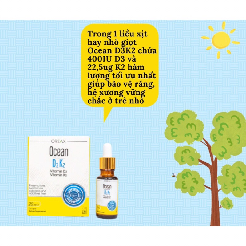 OCEAN D3K2 - vitamin d3 và k2 dạng xịt và nhỏ giọt cho bé yêu