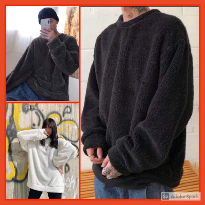 ÁO Sweater Lông Trơn From  Rộng Unisex [FREESHIP]🌺ÁO nỉ lông mịn