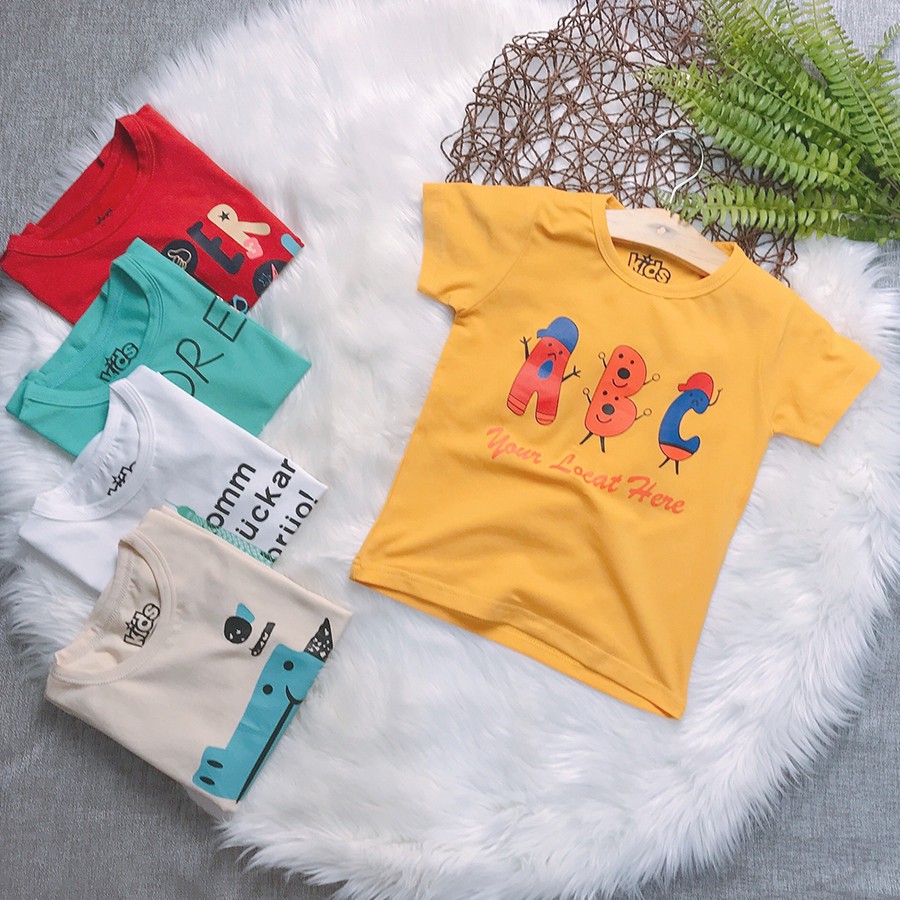 MA016 áo thun bé trai ,quần áo trẻ em hình  họa tiết đa dạng (Size 18-46kg) chất vải 100% cotton RZM2