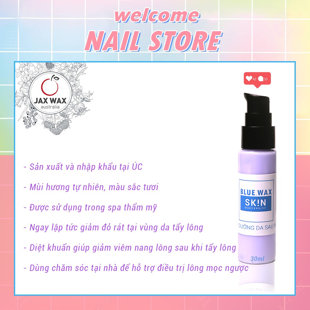 KEM DƯỠNG SAU TẨY LÔNG TRIỆT LÔNG Alpine Bluebell  NHẬP KHẨU ÚC JAX WAX - LOTION DƯỠNG WAX 30ml