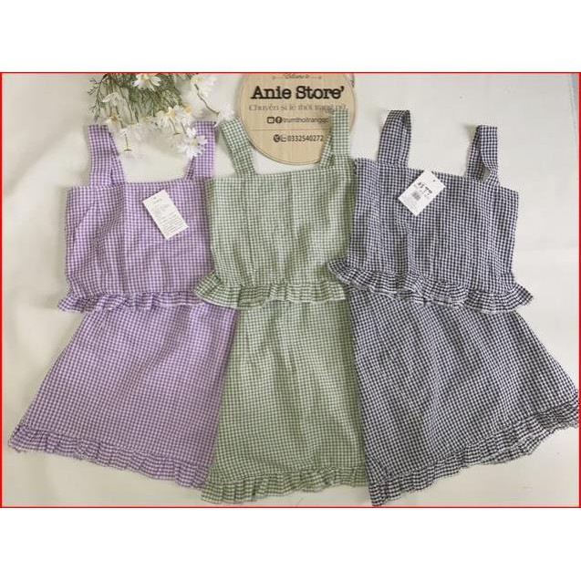Bộ Chân Váy Áo Croptop Kẻ Caro_FREESHIP_Set Váy Ngắn Kèm Áo Nữ Kẻ Sọc 3 Màu SIÊU HOT MÙA HÈ | BigBuy360 - bigbuy360.vn