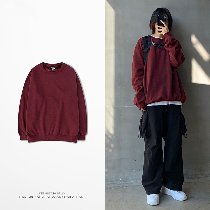 Áo sweater Nelly nỉ lót lông trơn basic thu đông áo nỉ (NELLY)