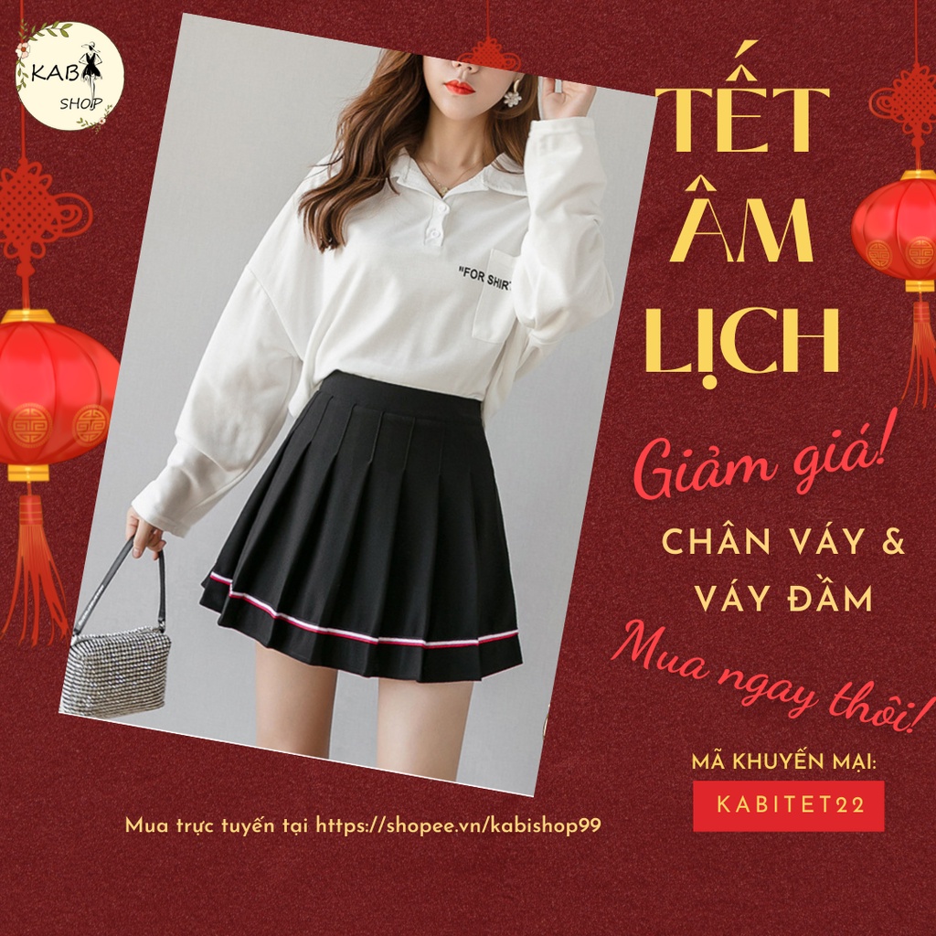 Chân váy xếp ly Chân váy ngắn cao cấp hai màu Đen Trắng thời trang 2021
