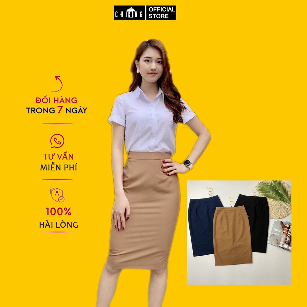 [NHẬP MÃ CHAS500 GIẢM NGAY 20K ĐƠN HÀNG 500] Chân Váy Bút Chì Công Sở CHIANG dáng dài co giãn thoải mái M54