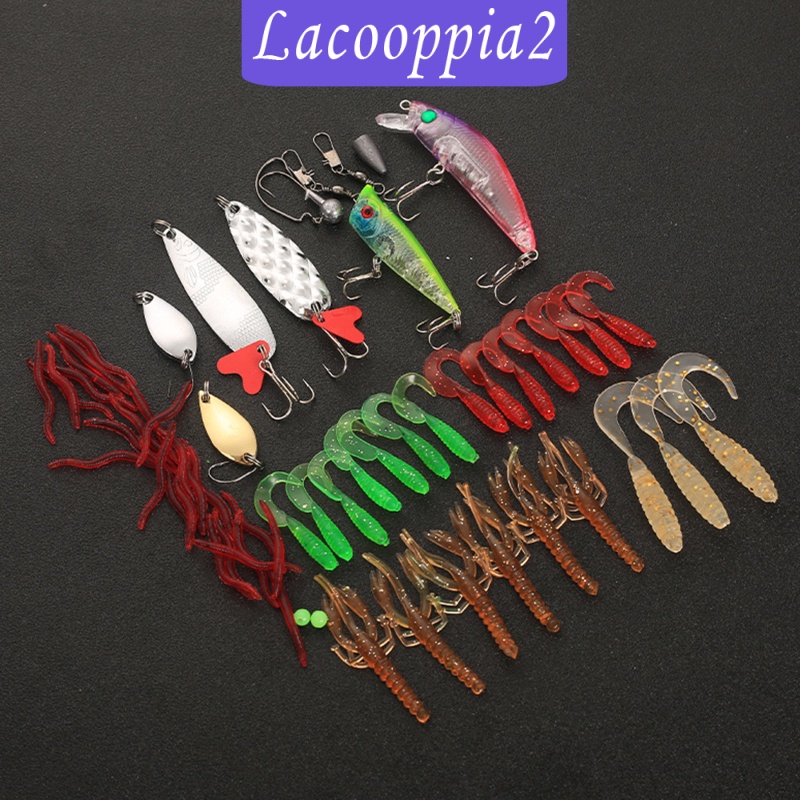 [LACOOPPIA2]59pcs Trolling Bait Bass Fishing Lure Swimbait Tackle Wobbler w/ Tackle Box