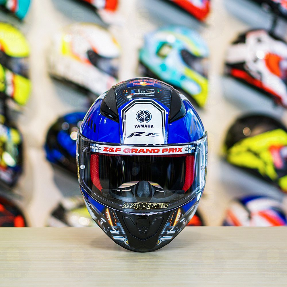 Tem Decal Yamaha R15 Xanh GP Cho Mũ Fullface, Mũ Fullface LS2 FF353