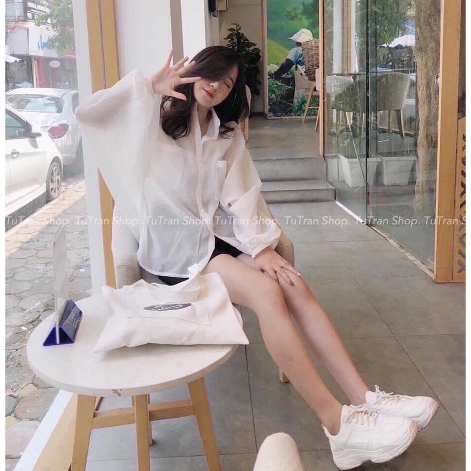 Áo sơ mi nữ thời trang🍁 cổ đức vải voan mềm, kèm áo 2 dây, ulzzang EOBI