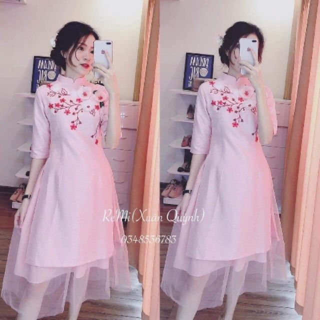 SET ÁO DÀI CÁCH TÂN HOT 2020⚡⚡⚡RỘN RÀNG DIỆN TÊT-CHẤT TAPTA KẾT HOA MỀM MỊN CHUẨN HÌNH (KÈM ẢNH THẬT)