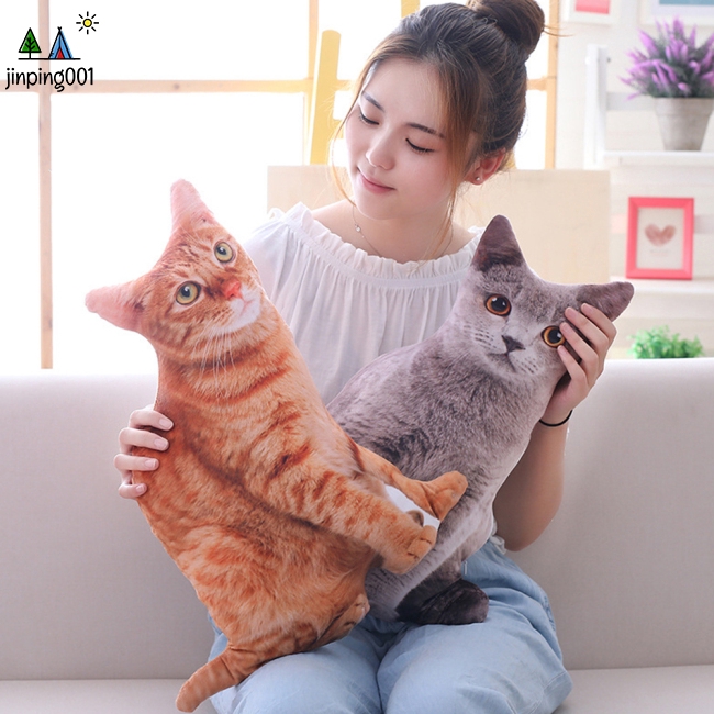 Cute Cat 3D Simulation Shape Plush Toy Comfort Pillow Sleeping Companion Doll for Kids
