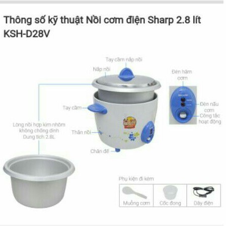Nồi cơm điện Sharp 2.8 lít KSH-D28V