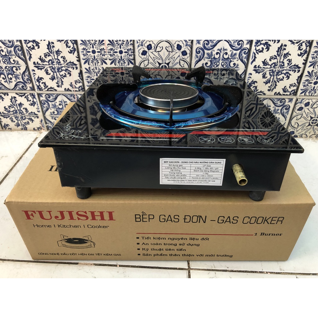 Bếp Gas Đơn Hồng Ngoại Và Đầu Đốt Nhôm Kính Cường Lực Cao Cấp Fujishi Siêu Tiết Kiệm Ga