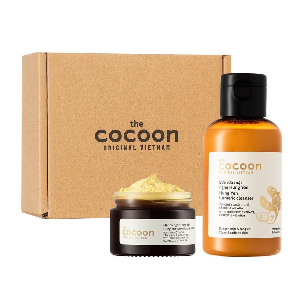 Combo Cocoon Nghệ Hưng Yên ( Sữa Rửa Mặt Nghệ 140ml +Mặt Nạ Nghệ 30ml ) Mỹ phẩm thuần chay