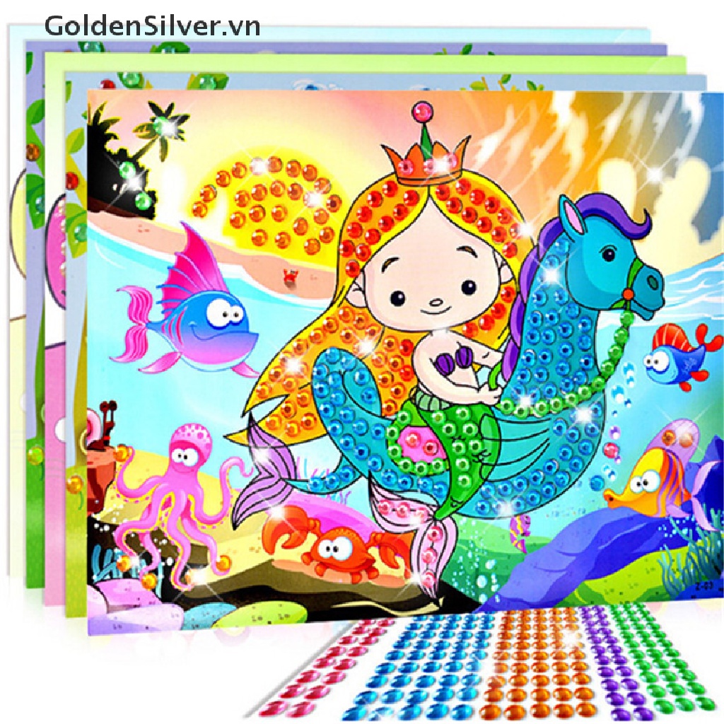 Tranh đính đá tự làm 5D giáo dục cho trẻ nhỏ tiện dụng DIY