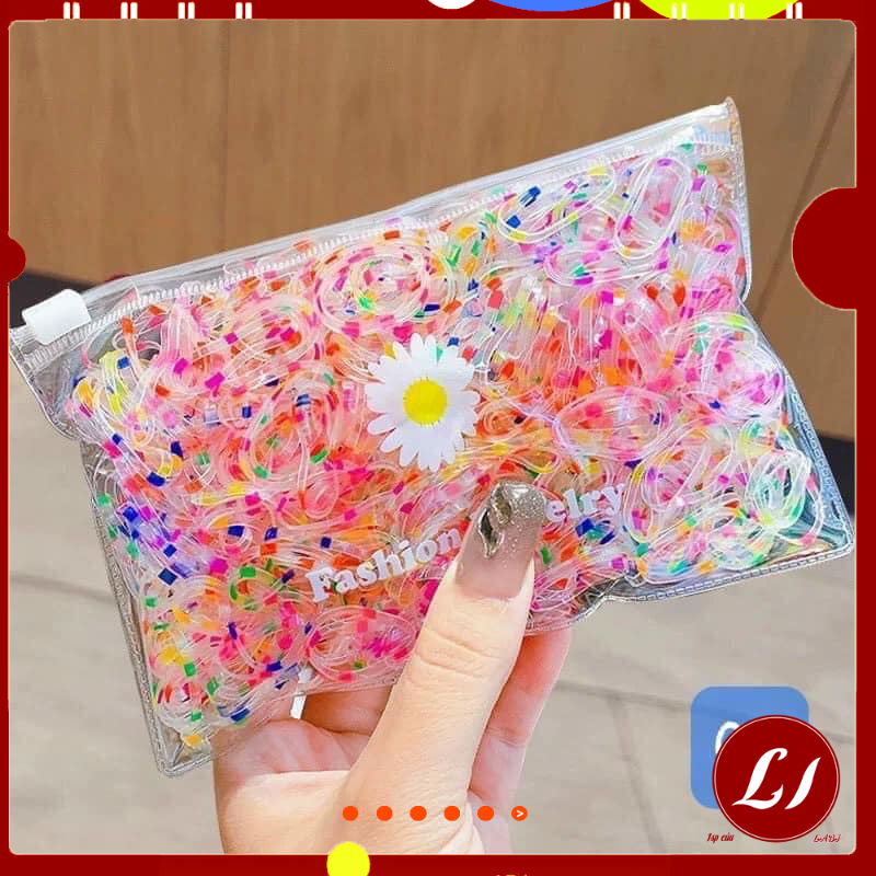 Sét 500 chun tóc SẮC MÀU siêu dai gói hoa cúc dành cho các bé