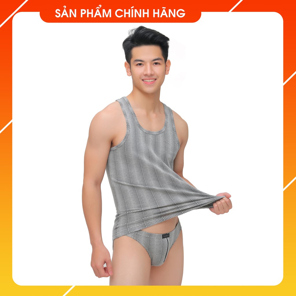 Bộ quần áo lót nam Narsis E3006 chất liệu Cotton Spandex thông hơi thoáng khí gồm 1 áo thun ba lỗ nam và 1 quần lót nam