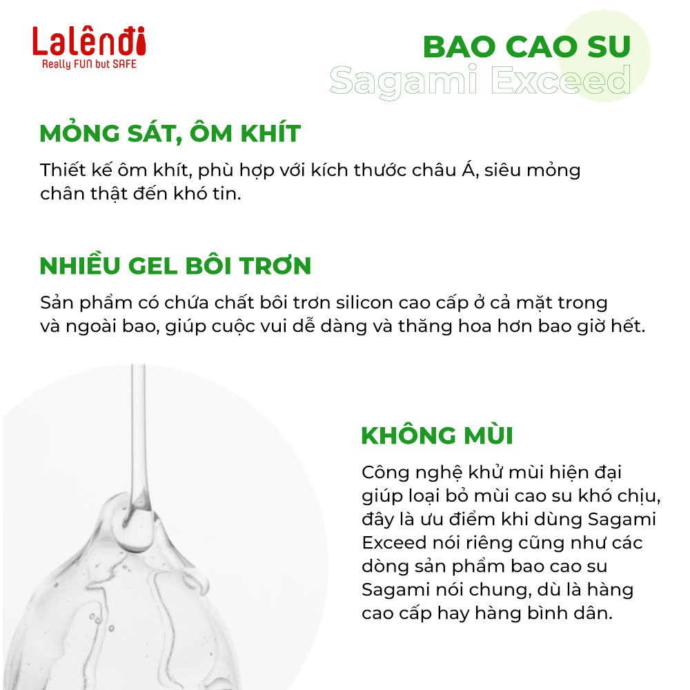 Bao cao su Sagami Exceed 2000 mỏng sát, ôm khít, nhiều gel bôi trơn 12 bao/hộp | Rendi Store