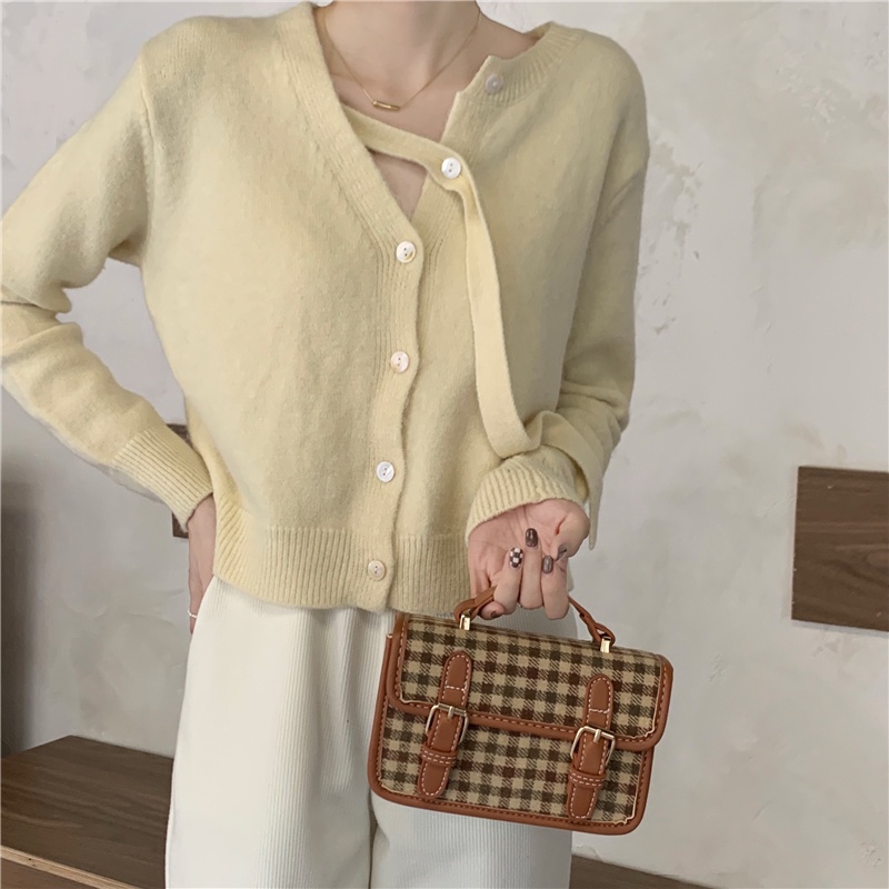 Túi đeo chéo hình vuông nhỏ phong cách retro Anh Quốc