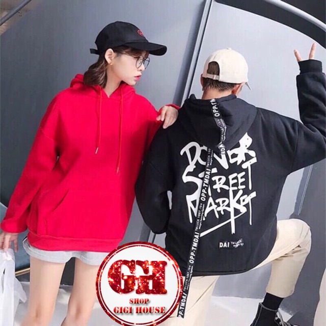 FREESHIP 50k - Áo Hoodie Unisex In Chữ Sau Lưng Nón 2 Lớp [ ĐEN-ĐỎ