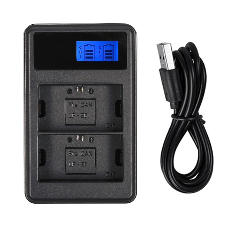 Cục Sạc Nhanh LP-E6 LPE6 LPE6 LCD 2 Ngăn USB Cho Canon EOS 5DS R 5D Mark II 5D Mark III 6D 7D 80D EO