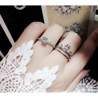 Nhẫn bạc vương miện kép ms 160