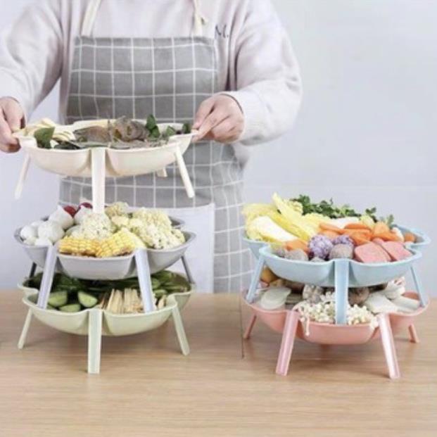 [Giá sỉ] [KHUYẾN MÃI] Khay đựng rau 3 tầng, rổ đựng rau 3 tầng.