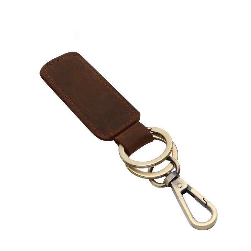 Móc chìa Khoá Da Bò Thật - Handmade 100% - Khoá Đồng _DN5022