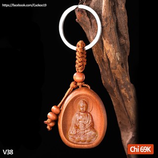 Móc Khóa Gỗ HÌnh Phật May Mắn, BÌnh An