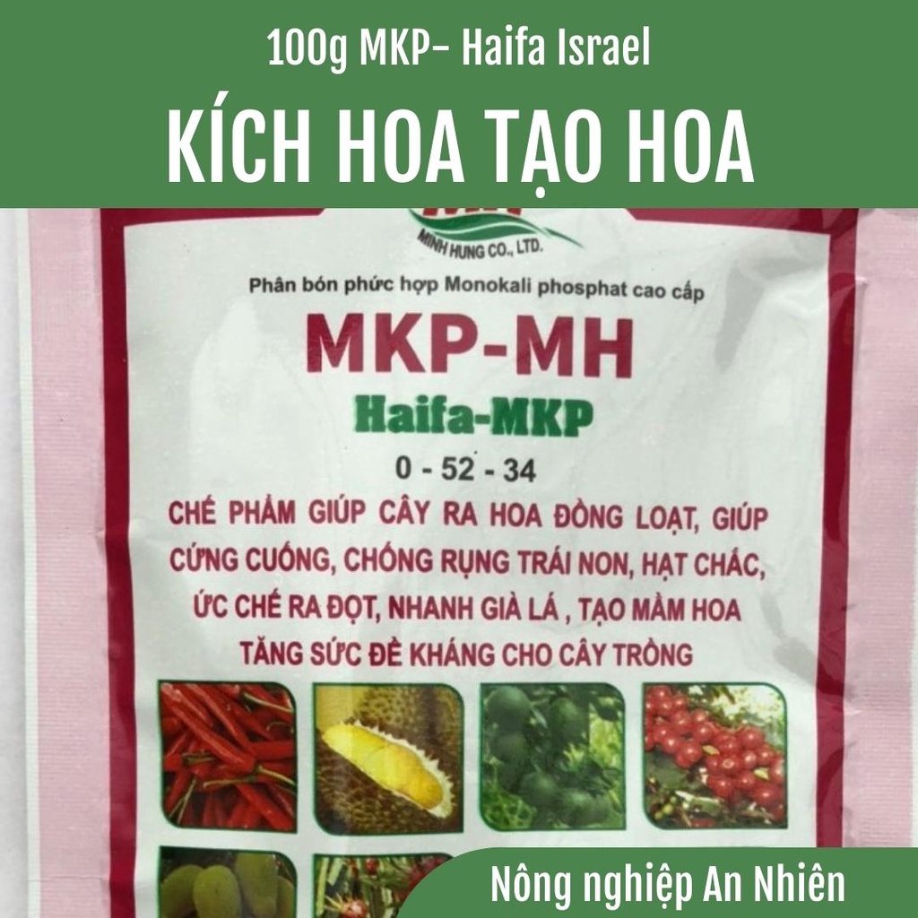 100g Phân Kali Phosphat (KH2PO4) 0-52-34 Haifa ủ mầm hoa, phân hóa mầm hoa, kích hoa đồng loạt