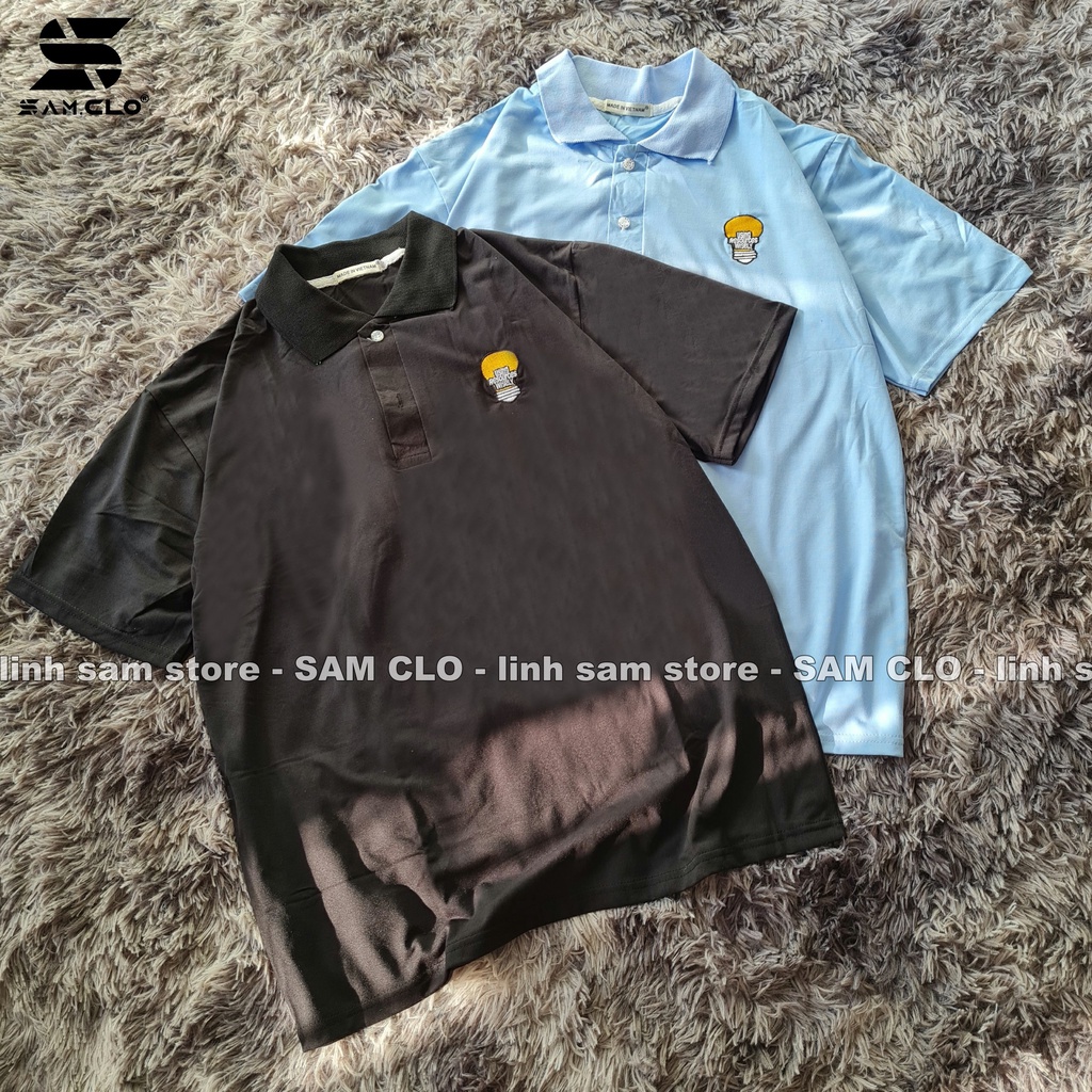 Áo thun Polo tay lỡ SAM CLO có cổ form rộng phông freesize dáng unisex mặc cặp, nhóm, lớp, đi học in hình BÓNG ĐÈN | BigBuy360 - bigbuy360.vn