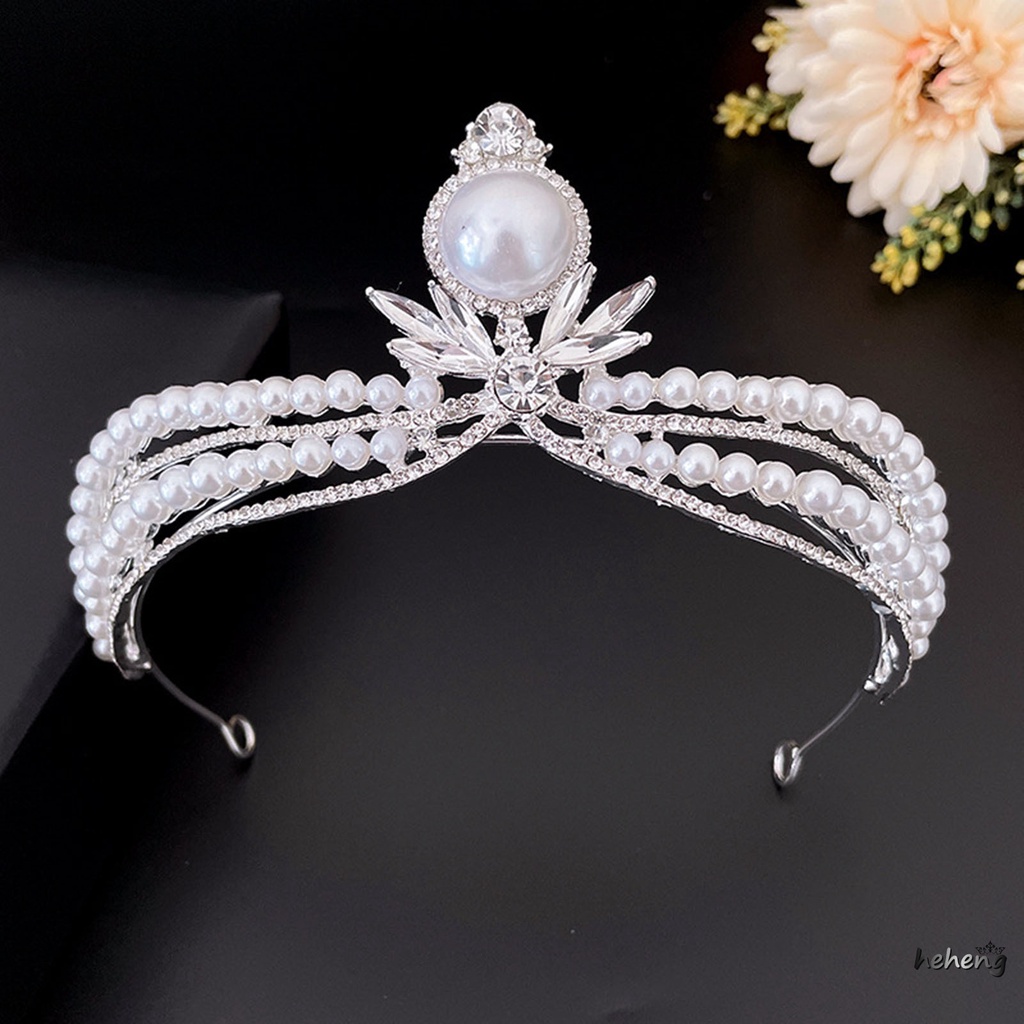 1 Vương Miện Đính Đá Và Ngọc Trai Và Đá Rhinestone Sang Trọng Cao Cấp Dành Cho Cô Dâu/Tiệc Cưới/Sinh Nhật