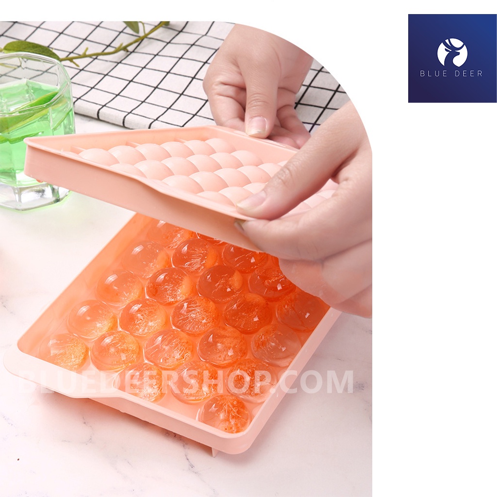 Khay làm đá tròn 33 viên, khay đá có nắp thông minh hình bi – BLUE DEER